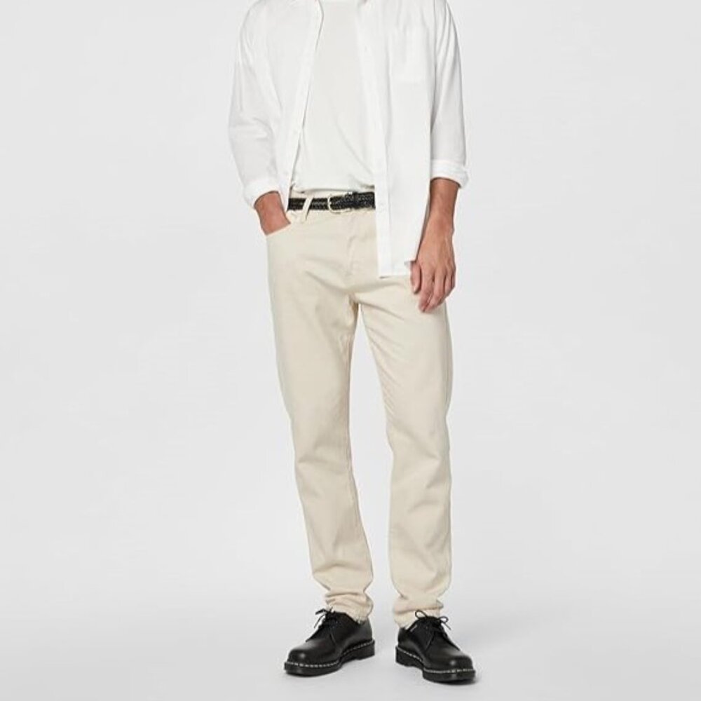 New AG WELLS Relaxed Tapered Button Jeans 1 Year Candlelight Cream Ecru 30 x 31